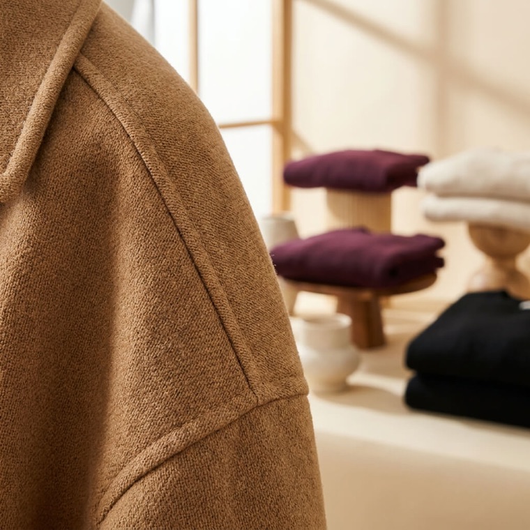 Close-up of woven fabric texture and stitched seam