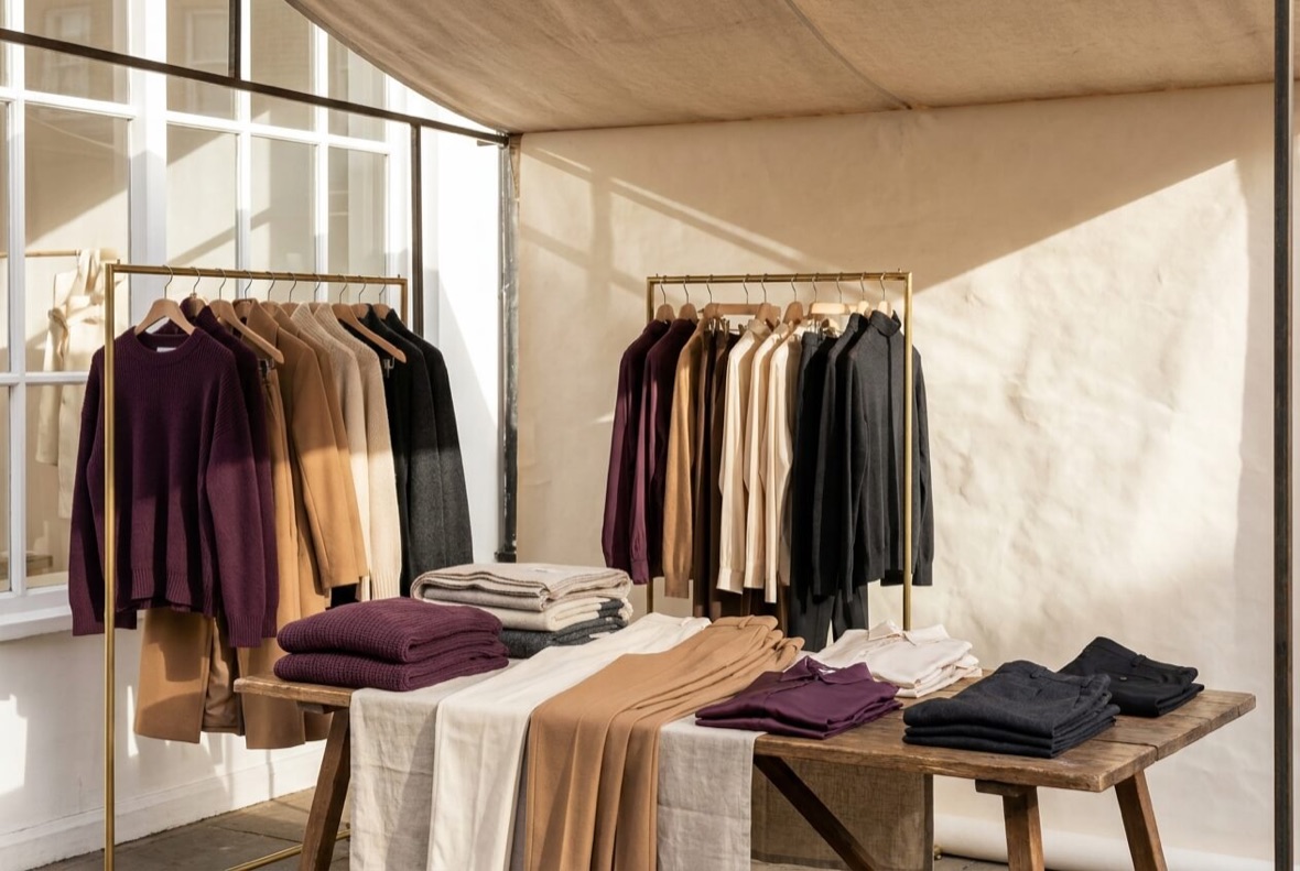 An outdoor market clothing stall in East London